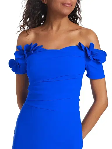 Chiara Boni La Petite Robe Women's Yiana Floral Appliqué Gown - Blue Klein - Size 18 | Thumbnail 6 Chiara Boni La Petite Robe Women's Yiana Floral Appliqué Gown - Blue Klein - Size 18 | Thumbnail 6