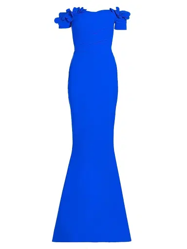 Chiara Boni La Petite Robe Women's Yiana Floral Appliqué Gown - Blue Klein - Size 18 | Thumbnail 1 Chiara Boni La Petite Robe Women's Yiana Floral Appliqué Gown - Blue Klein - Size 18 | Thumbnail 1