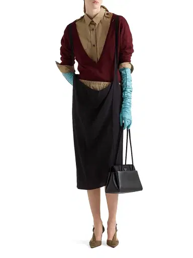 Prada Women's Crepe Skirt with Suspender Straps | Thumbnail 2