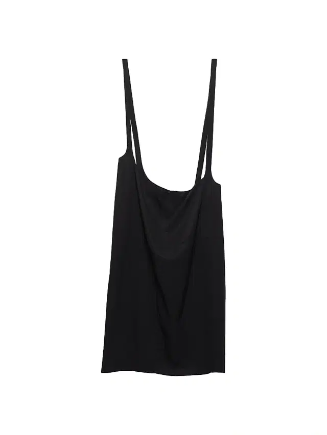 Women's Crepe Skirt with Suspender Straps - Black