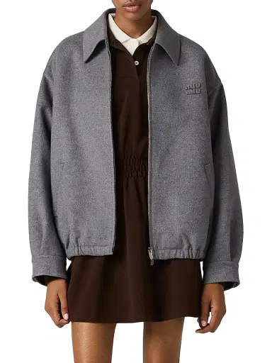 Miu Miu Women's Double Cashmere Blouson Jacket - Grey - Size 6 | Thumbnail 2 Miu Miu Women's Double Cashmere Blouson Jacket - Grey - Size 6 | Thumbnail 2