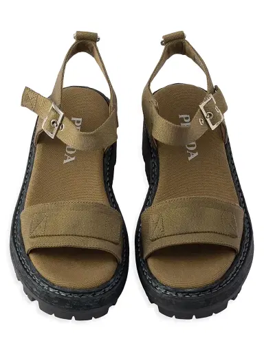 Prada Women's Canvas Sandals - Khaki Green | Thumbnail 2 Prada Women's Canvas Sandals - Khaki Green | Thumbnail 2