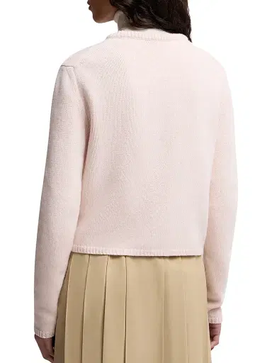 Moncler Women's Crew-Neck Sweater in Wool & Cashmere - Light Pink | Thumbnail 3 Moncler Women's Crew-Neck Sweater in Wool & Cashmere - Light Pink | Thumbnail 3