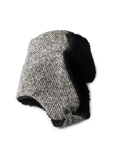 Prada Men's Tweed Trapper Hat - White | Thumbnail 2