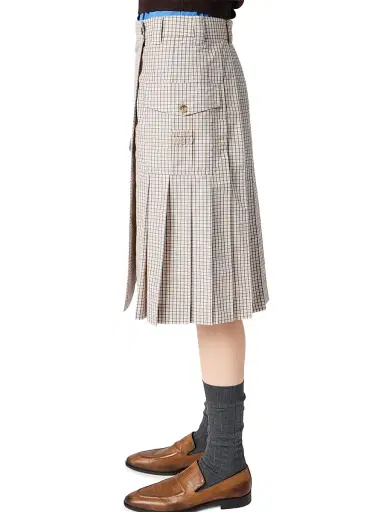 Miu Miu Women's Checked Technical Fabric Skirt | Thumbnail 2 Miu Miu Women's Checked Technical Fabric Skirt | Thumbnail 2