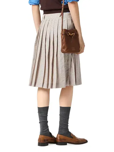 Miu Miu Women's Checked Technical Fabric Skirt - Beige - Size 4 | Thumbnail 3