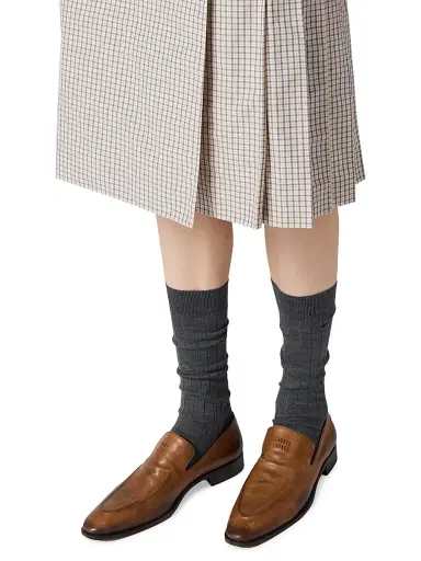 Miu Miu Women's Checked Technical Fabric Skirt | Thumbnail 4 Miu Miu Women's Checked Technical Fabric Skirt | Thumbnail 4