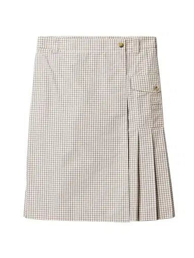 Miu Miu Women's Checked Technical Fabric Skirt - Beige - Size 4 | Thumbnail 1