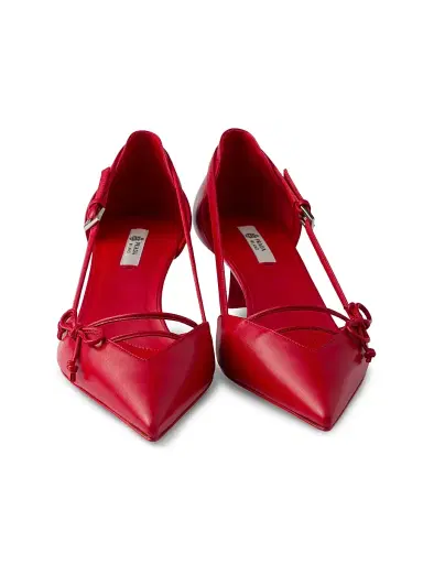 Prada Women's Open-Side Leather Pumps - Red - Size 7 | Thumbnail 2