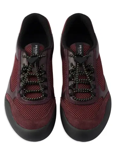 Prada Women's Speedrock Mesh Fabric Sneakers - Dark Red - Size 10.5 | Thumbnail 3