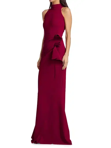 Chiara Boni La Petite Robe Women's Gudrum Halter Ruffle Gown | Thumbnail 4 Chiara Boni La Petite Robe Women's Gudrum Halter Ruffle Gown | Thumbnail 4