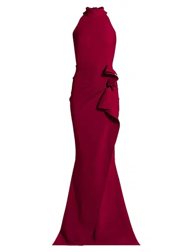 Chiara Boni La Petite Robe Women's Gudrum Halter Ruffle Gown | Thumbnail 1 Chiara Boni La Petite Robe Women's Gudrum Halter Ruffle Gown | Thumbnail 1