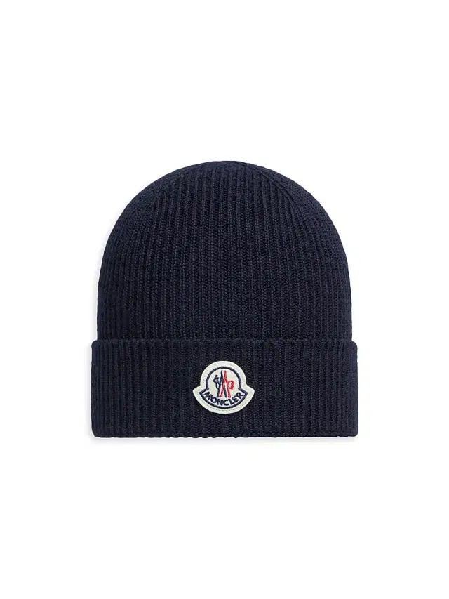 Moncler Men's Beanie Hat in Wool - Navy Blue