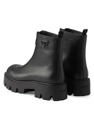 Prada Women's Leather Zipper Booties - Black - Size 7 | Thumbnail 3 Prada Women's Leather Zipper Booties - Black - Size 7 | Thumbnail 3