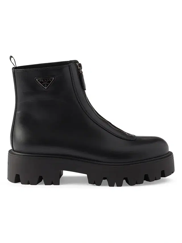 Prada Women's Leather Zipper Booties - Black