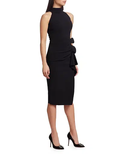 Chiara Boni La Petite Robe Women's Halter Ruffle Midi Dress - Black - Size 18 | Thumbnail 4