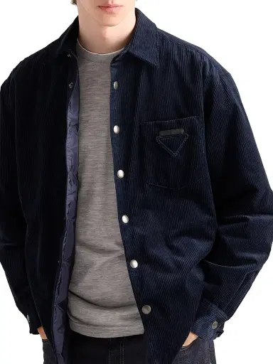 Prada Men's Corduroy Shirt - Blue - Size XXS | Thumbnail 2 Prada Men's Corduroy Shirt - Blue - Size XXS | Thumbnail 2