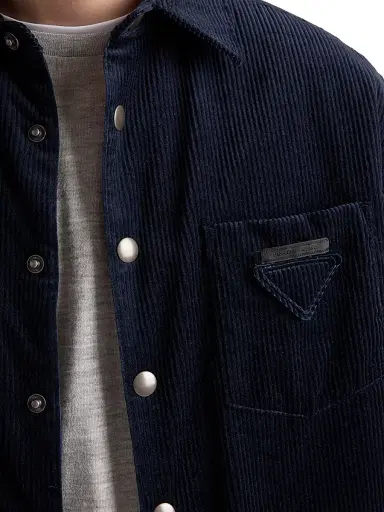 Prada Men's Corduroy Shirt - Blue - Size XXS | Thumbnail 4 Prada Men's Corduroy Shirt - Blue - Size XXS | Thumbnail 4