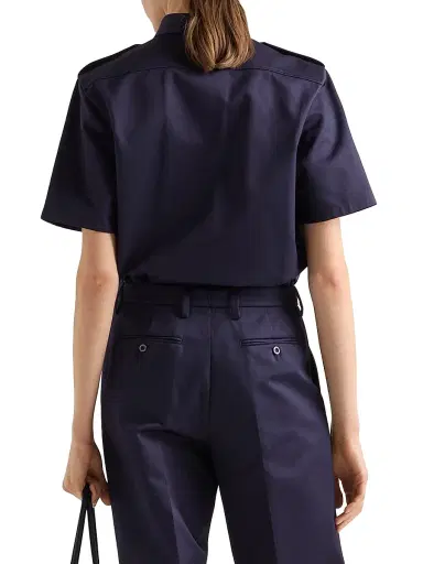 Prada Women's Short Sleeved Chino Shirt - Blue - Size 2 | Thumbnail 4 Prada Women's Short Sleeved Chino Shirt - Blue - Size 2 | Thumbnail 4