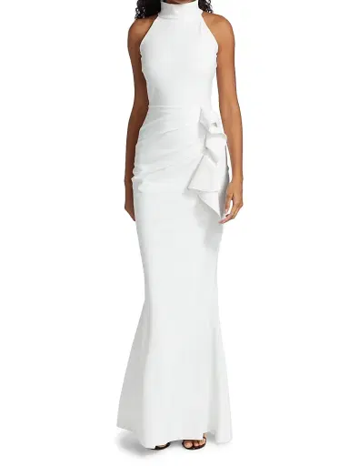 Chiara Boni La Petite Robe Women's Gudrum Halter Ruffle Gown - White - Size 14 | Thumbnail 3 Chiara Boni La Petite Robe Women's Gudrum Halter Ruffle Gown - White - Size 14 | Thumbnail 3