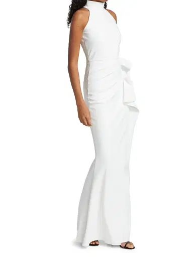 Chiara Boni La Petite Robe Women's Gudrum Halter Ruffle Gown - White - Size 14 | Thumbnail 4 Chiara Boni La Petite Robe Women's Gudrum Halter Ruffle Gown - White - Size 14 | Thumbnail 4