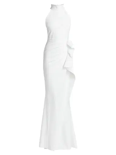 Chiara Boni La Petite Robe Women's Gudrum Halter Ruffle Gown - White - Size 14 | Thumbnail 1 Chiara Boni La Petite Robe Women's Gudrum Halter Ruffle Gown - White - Size 14 | Thumbnail 1