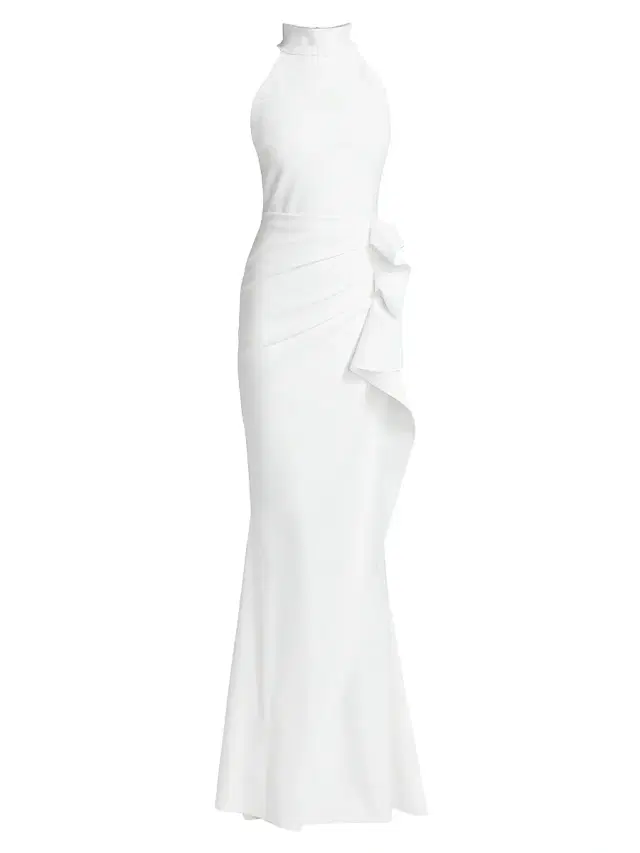 Chiara Boni La Petite Robe Women's Gudrum Halter Ruffle Gown - White