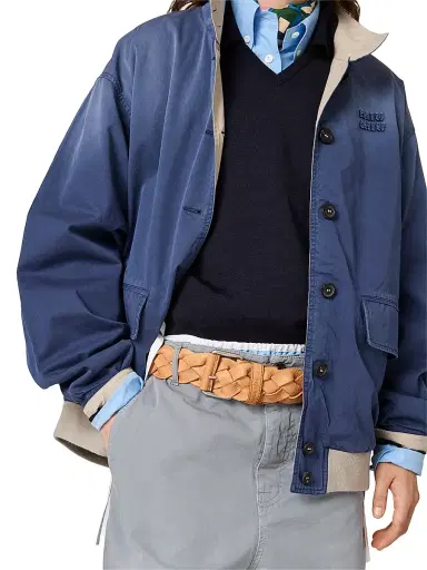 Miu Miu Women's Old Washed Twill Blouson Jacket | Thumbnail 4 Miu Miu Women's Old Washed Twill Blouson Jacket | Thumbnail 4