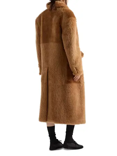 Prada Women's Shearling Double Breasted Coat - Brown | Thumbnail 3 Prada Women's Shearling Double Breasted Coat - Brown | Thumbnail 3