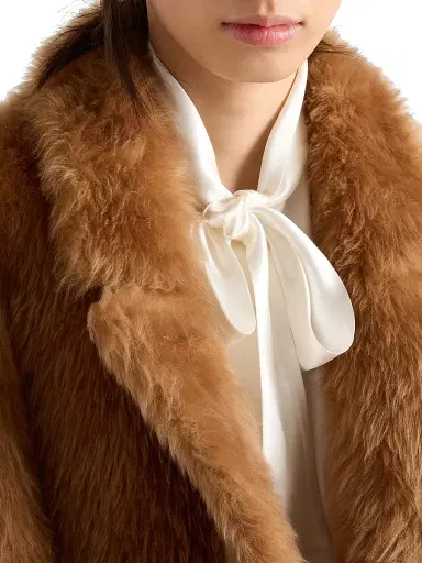 Prada Women's Shearling Double Breasted Coat - Brown | Thumbnail 4 Prada Women's Shearling Double Breasted Coat - Brown | Thumbnail 4