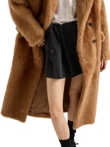 Prada Women's Shearling Double Breasted Coat - Brown | Thumbnail 5 Prada Women's Shearling Double Breasted Coat - Brown | Thumbnail 5