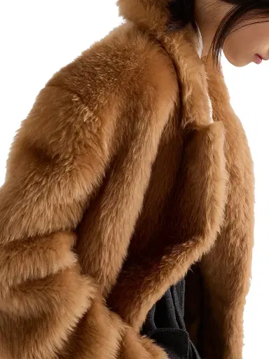 Prada Women's Shearling Double Breasted Coat - Brown | Thumbnail 6 Prada Women's Shearling Double Breasted Coat - Brown | Thumbnail 6