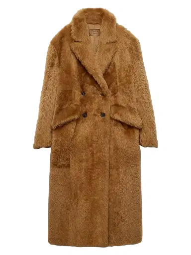 Prada Women's Shearling Double Breasted Coat - Brown | Thumbnail 1 Prada Women's Shearling Double Breasted Coat - Brown | Thumbnail 1