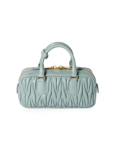 Miu Miu Women's Arcadie Matelassé Nappa Leather Top Handle Bag - Blue | Thumbnail 4 Miu Miu Women's Arcadie Matelassé Nappa Leather Top Handle Bag - Blue | Thumbnail 4