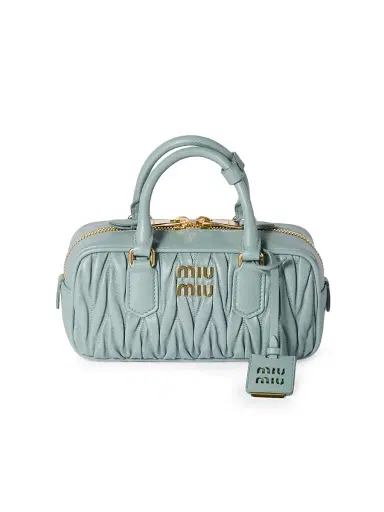 Miu Miu Women's Arcadie Matelassé Nappa Leather Top Handle Bag - Blue | Thumbnail 1 Miu Miu Women's Arcadie Matelassé Nappa Leather Top Handle Bag - Blue | Thumbnail 1