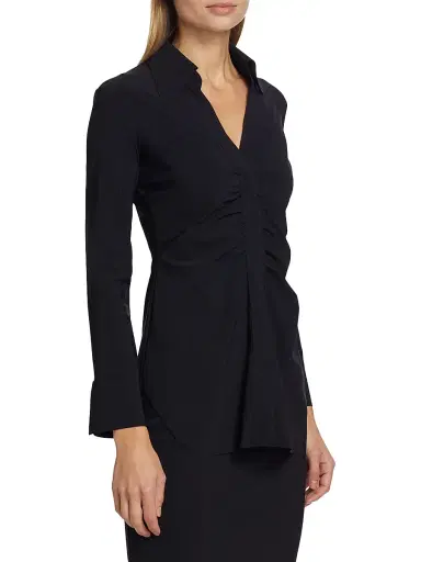 Chiara Boni La Petite Robe Women's Shohreh Ruched Top - Black - Size 14 | Thumbnail 4