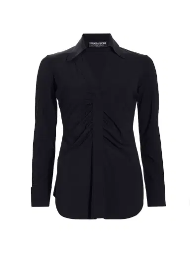 Chiara Boni La Petite Robe Women's Shohreh Ruched Top - Black - Size 14 | Thumbnail 1