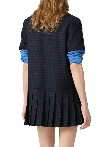 Miu Miu Women's Pleated Plaid Mini-Dress | Thumbnail 3 Miu Miu Women's Pleated Plaid Mini-Dress | Thumbnail 3