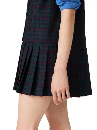 Miu Miu Women's Pleated Plaid Mini-Dress - Blue - Size 4 | Thumbnail 5