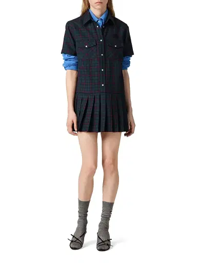 Miu Miu Women's Pleated Plaid Mini-Dress | Thumbnail 7 Miu Miu Women's Pleated Plaid Mini-Dress | Thumbnail 7