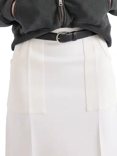 Prada Women's Compact Sablé Skirt - White | Thumbnail 4 Prada Women's Compact Sablé Skirt - White | Thumbnail 4