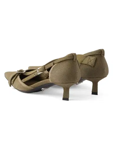 Prada Women's Canvas Pumps - Khaki Green - Size 11 | Thumbnail 4