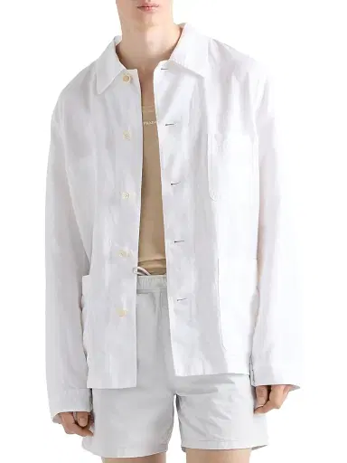 Prada Men's Single-Breasted Linen Jacket - White - Size XL | Thumbnail 2