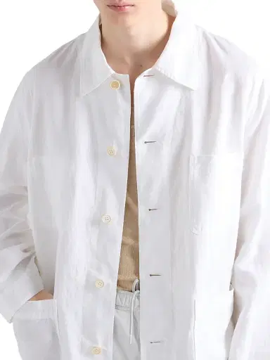 Prada Men's Single-Breasted Linen Jacket - White - Size XL | Thumbnail 4