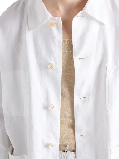 Prada Men's Single-Breasted Linen Jacket - White - Size XL | Thumbnail 6