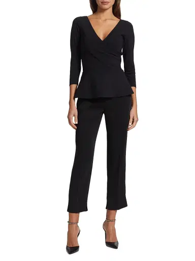 Chiara Boni La Petite Robe Women's Poppy V-Neck Peplum Top | Thumbnail 2 Chiara Boni La Petite Robe Women's Poppy V-Neck Peplum Top | Thumbnail 2