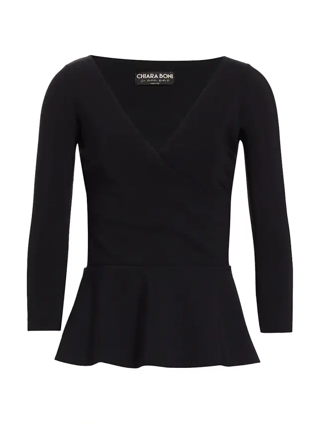Chiara Boni La Petite Robe Women's Poppy V-Neck Peplum Top - Black