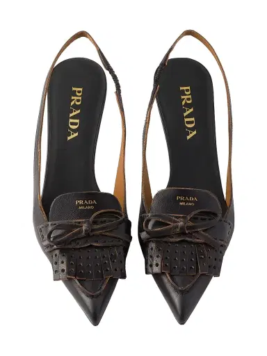 Prada Women's Leather Slingback Pumps - Black - Size 7 | Thumbnail 3 Prada Women's Leather Slingback Pumps - Black - Size 7 | Thumbnail 3