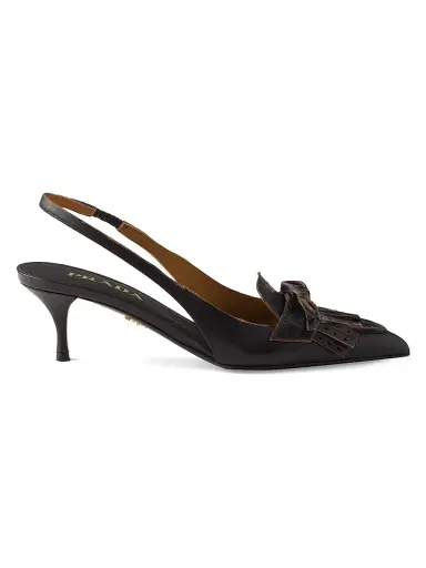 Prada Women's Leather Slingback Pumps - Black - Size 7 | Thumbnail 1 Prada Women's Leather Slingback Pumps - Black - Size 7 | Thumbnail 1