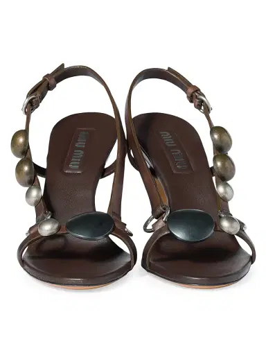 Miu Miu Women's Leather Sandals - Brown - Size 8 | Thumbnail 2 Miu Miu Women's Leather Sandals - Brown - Size 8 | Thumbnail 2